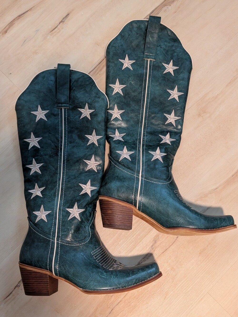 Wet Kiss Alida-A Cowboy Boots Women's Size 9 NWOT Green Blue